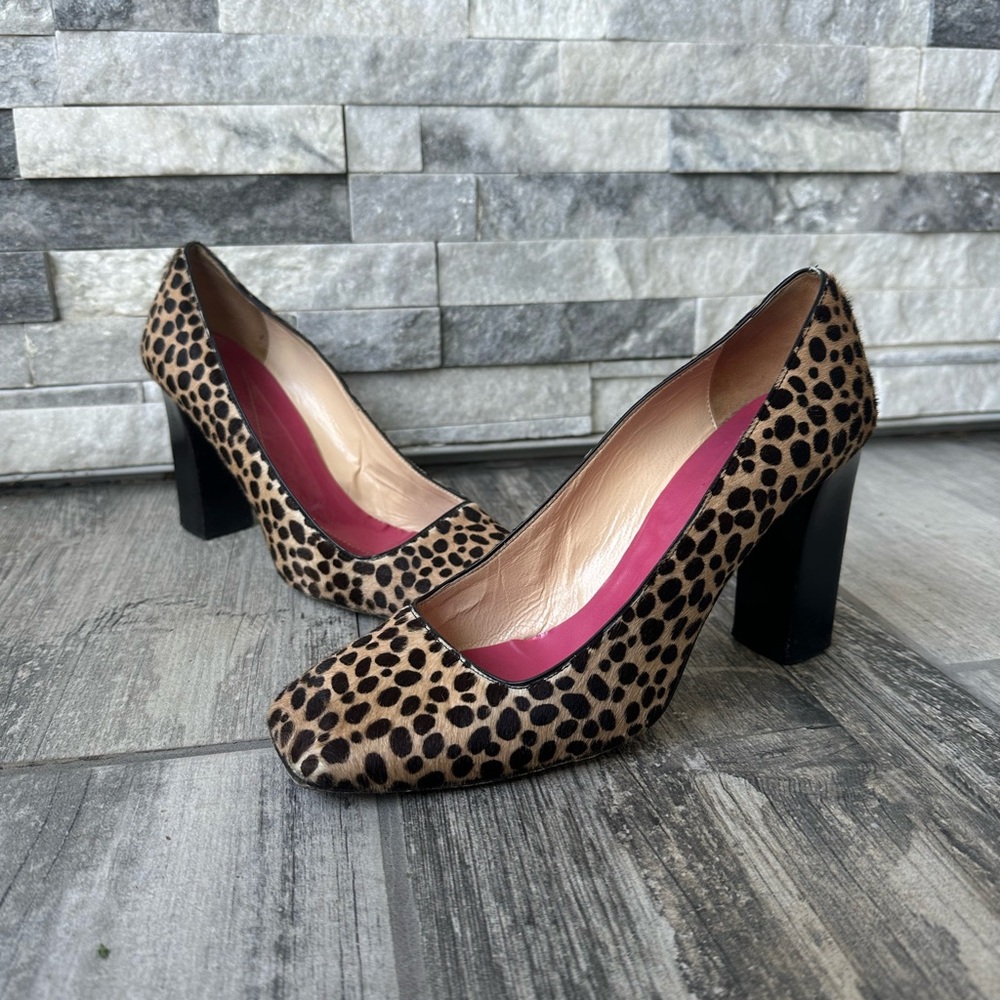 Kate Spade Leopard Print (Calf Hair) Block  Fall Heels Made in Italy  Size 9B - Picture 6 of 10